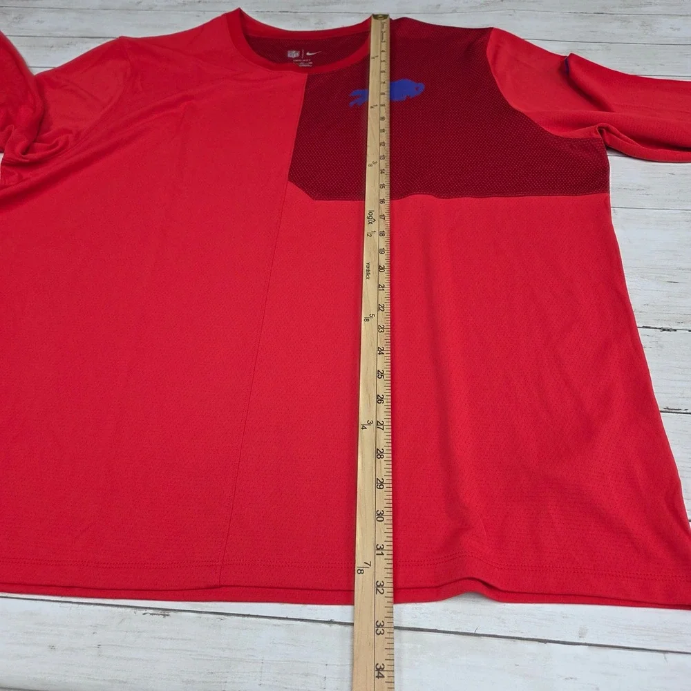 Nike Buffalo Bills Dri-FIT Long Sleeve Shirt NFL Red Mens 3XL Performance Tee